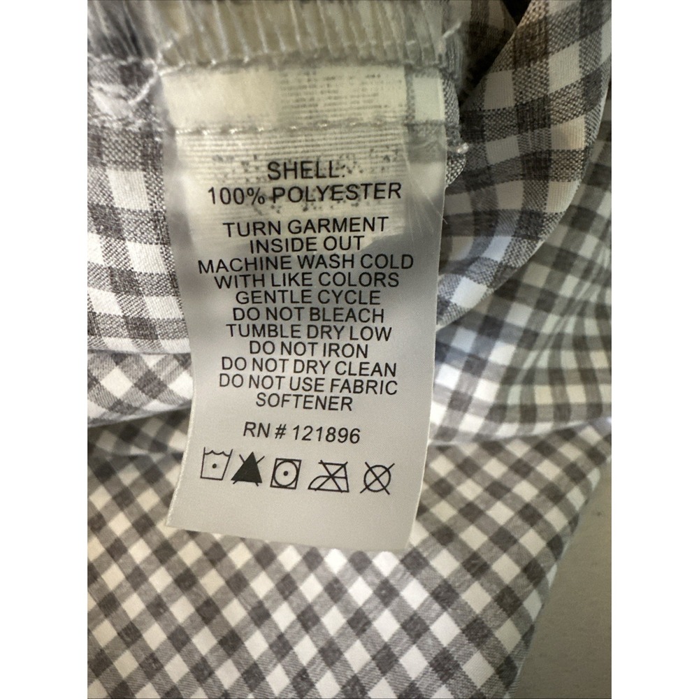 Title Nine Women's Snap Up Shirt Gray Check Long Sleeve With Pockets Size Medium - Picture 7 of 11